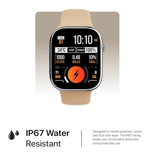Fire-Boltt Ninja X Ring Smart Watch with 1.96” Large Display, Bluetooth Calling, Wireless Charging, AI Voice Assistant, 500+ Watch Faces, Health Suite, Smart Watch for Man & Woman – Mocha Mousse