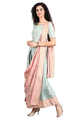 W for Woman Women's Rayon Salwar Suit Set (19FEWS12330-112517_Green_6)