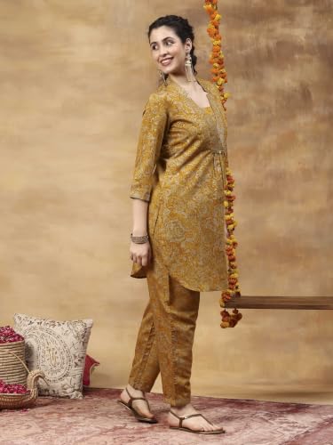 Rangriti Viscose Blend Printed A-Line Festive Kurta With Salwar