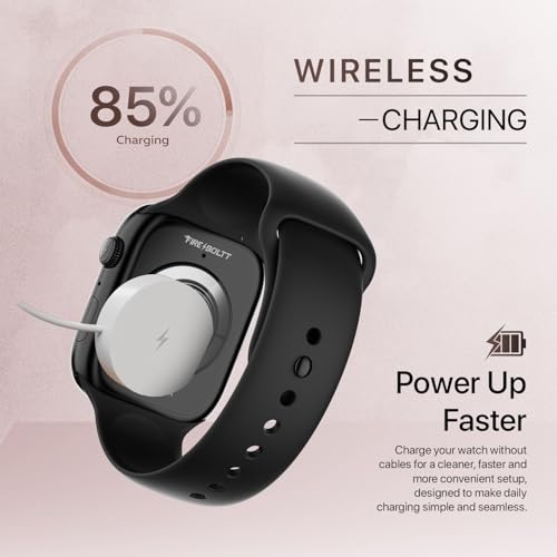 Fire-Boltt Ninja X Ring Smart Watch with 1.96” Large Display, Bluetooth Calling, Wireless Charging, AI Voice Assistant, 500+ Watch Faces, Health Suite, Smart Watch for Man & Woman – Black S