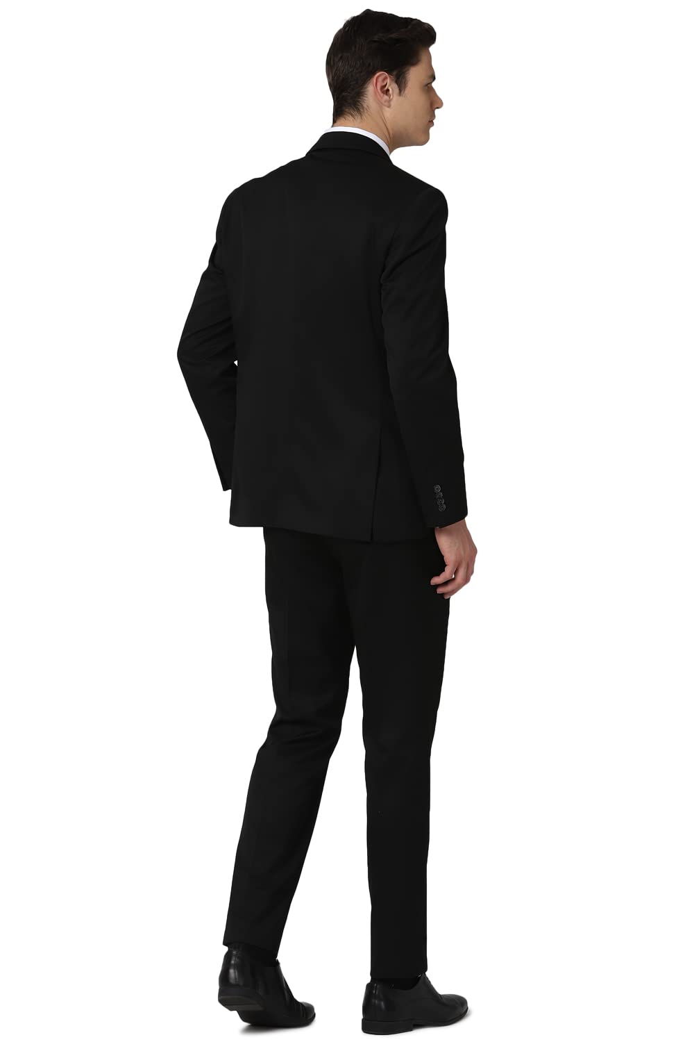 Peter England Men's Polyester Blend Regular Business Suit Pants Set (PESUOTLBO00861_Navy Blue_40)