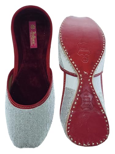 Fulkari Formal Shoes for Women – Elegant & Comfortable Office Wear, Stylish Leather Finish, Cushioned Insole, Ideal for Work, Business Meetings & Formal Event's (White Silver,Size-6)