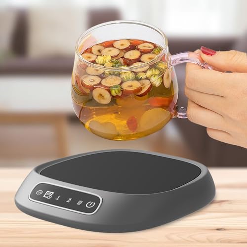 UJEAVETTE Coffee Mug Warmer Smart Beverage Cup Warmer for Milk Tea Water Hot Chocolate Silver