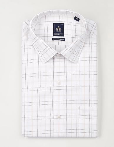 Arrow Men's Checkered Slim Fit Shirt (ARAEOSH2465_Off White