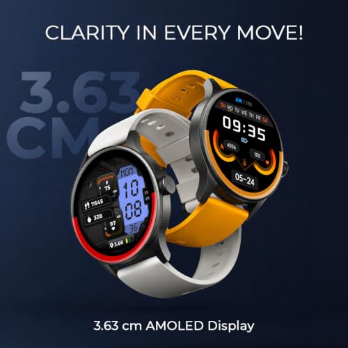 Fastrack Smart Jupiter R3 Pro with 1.43" AMOLED Round Display, BT Calling, Heart Rate, REM Sleep & Stress Tracking, IP68, Functional, AI Assitant, Hydration Alert Smart Watch for Men & Women - Yellow