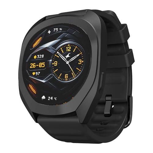 Fastrack Cosmix 1.32" AMOLED Display Metal Case Smart Watch with Heart Rate Monitor,AI Watchface & Chat,Push Button Interactions,BT Calling,IP68 Water Resistant Upto 5 Days Battery Life - Onyx Black