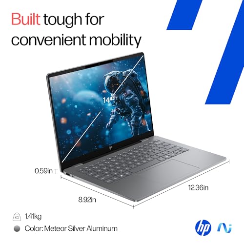 HP OmniBook 7 OLED, Intel Core Ultra 7 255H (32GB LPDDR5,1TB SSD), 3K, 0.2 ms, Micro-Edge, 14''/35.6cm, Win 11, M365, Office 24, Meteor Silver,1.5kg, fr0116TU, 5MP Camera w/Shutter, Backlit AI Laptop