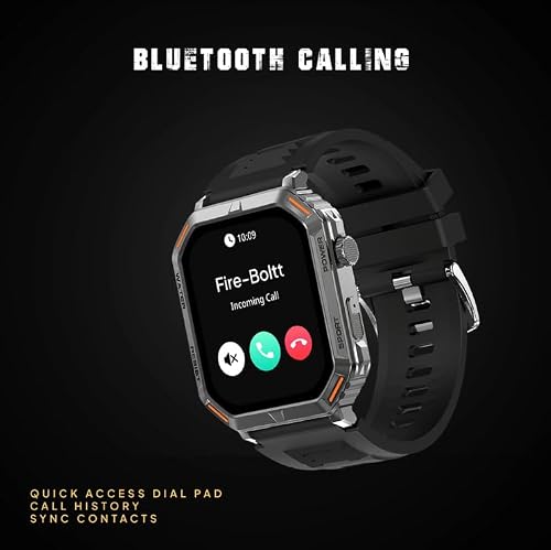 Fire-Boltt Commando 49.5mm (1.95) AMOLED Smart Watch, 123 Sports Modes, Bluetooth Calling Smartwatch (Black)