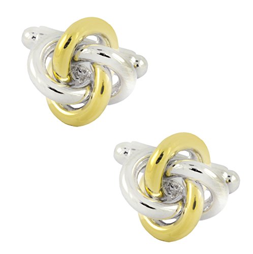 Zivom® Glossy Knot Gold Silver 18K Gold Office Formal Shirt Blazer Cufflink Pair Men Gift Box