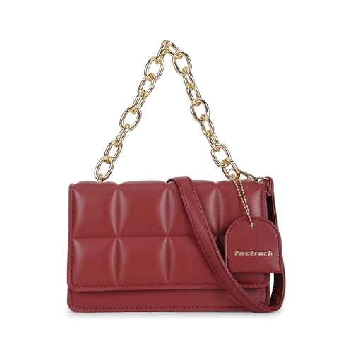 Fastrack Cherry PuffCharm Sling | Quilted Faux-Leather Women’s Handbag | Sling with Chain Accent Handle & Magnetic Closure