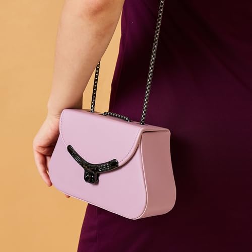 Caprese Miko Medium Sling Bag for Women with Adjustable Strap & Specious Compartment | Versatile Handbag with Turn Lock for Everyday Use, Travel, and Special Occasions (Lilac)