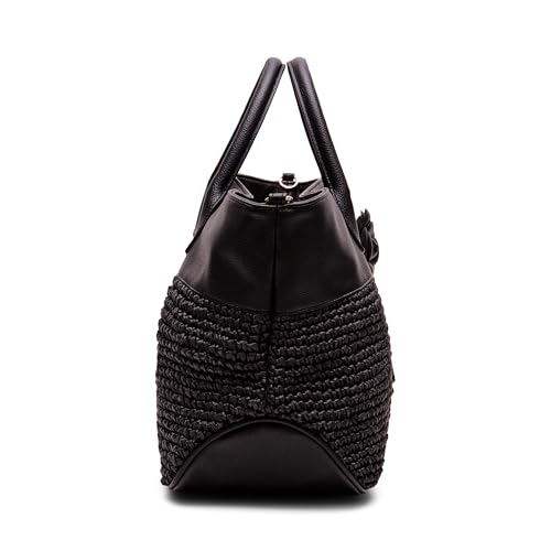 Anne Klein EW Tote with Floral Applique, Black, Black, X- Large