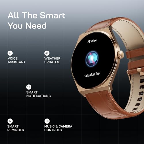Fire-Boltt Phoenix Nova Smartwatch 1.43” Slim Super AMOLED Display 466x466 Pixel Always-On Display Bluetooth Calling, Health Tracker for Men & Women Chestnut Leather