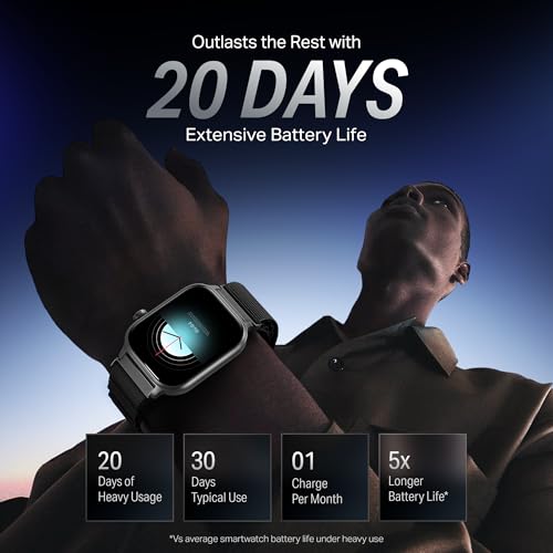 boAt Storm Infinity Plus w/20 Days Extensive Battery Life, Huge 680 mAh, Only Charge Once a Month, 1.96" Display, Functional Crown, Multiple Sports Modes, smart Watch for man & Woman (Sports Black)