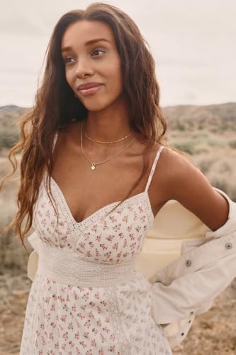 American Eagle V-Neck Lace Inset Hanky Hem Midi Dress