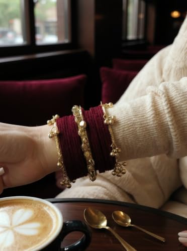 EA'S ACCESSORIZE Traditional Bangle Set for Women | 18 Aluminium with 2 Kashmiri Bangles & 1 Big Ghungaroo Bangle | Lightweight Ethnic Bangles for Wedding Festive 2.8