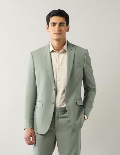 Arrow Men's Polyester Business Suit Pants Set (ARAJSU5568_Green
