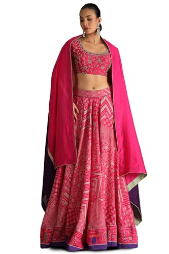 Soch Women's Viscose Lehenga Choli (OWS5CD21479_Pink_XL)