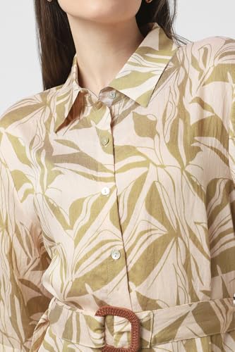 Van Heusen Women Beige Print Knee Length Casual Dress