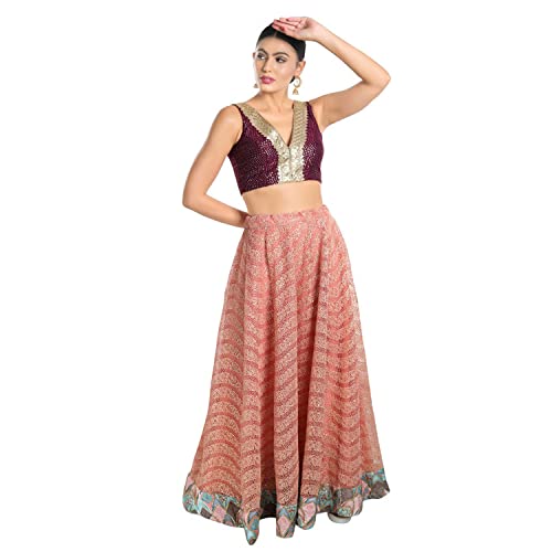 SALWAR STUDIO S Women's Wine Jain Silk Readymade Saree Blouse-SSB4322-WINE