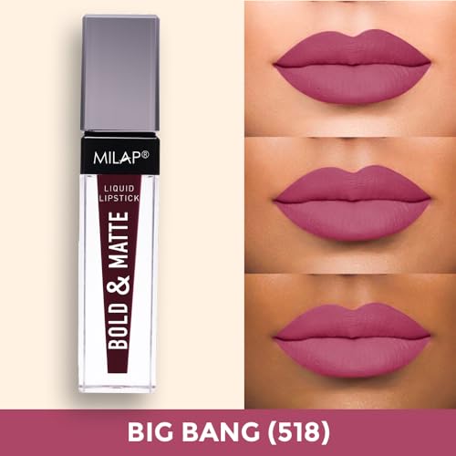 MILAP Bold & Matte Liquid Lipstick for Women - Long Lasting Lipsticks - Waterproof & Smudge Proof - Hydrating Lipsticks for Women - Perfect Lip Color Makeup for Womens (Big Bang)