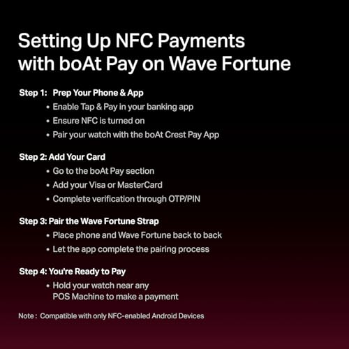 boAt Newly Launched Wave Fortune w/NFC Tap & Pay, 1.96" (4.9 cm) HD Display, Bluetooth Calling, AI Voice Assistant, Cloud & Custom Watch Faces Smart Watch for Men & Women(Active Black)