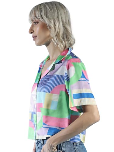 ONLY Women Printed Crop Length Polyester Multicolor Shirt