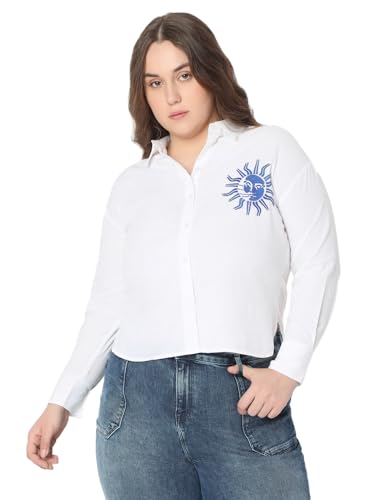 VERO MODA Curve Women Regular Fit White Shirt