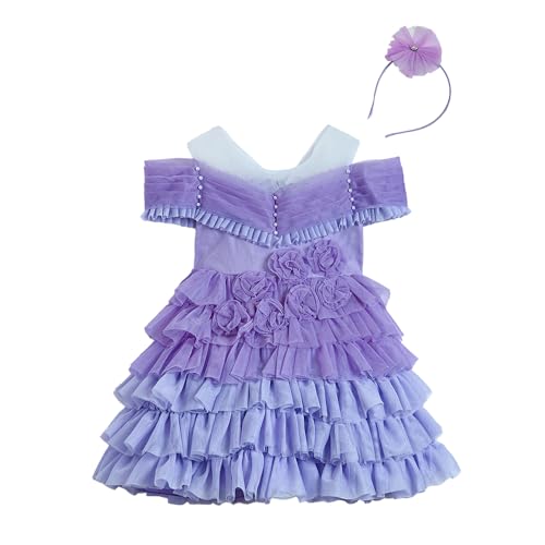 Hopscotch Girls Lavender Short Sleeves Floral Applique Dress for Age (2-3 Years)