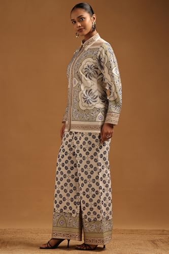 Soch Womens Cream Viscose Blend Ethnic Motifs Co-Ords Set