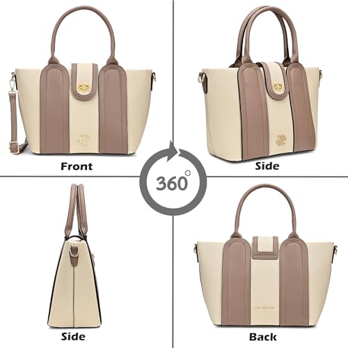 Lavie Signature Canva Lock Satchel Bag | Satchel Handbag for Work | Ladies Purse | Stylish Shoulder Bag | Gift for Women