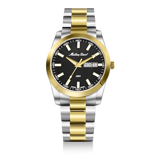 Mathey-Tissot Swiss Made Mathy I Day-Date Quatrz Black Dial Analog Watch for Men - H453BN