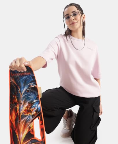Jockey WZ26 Women Super Combed Cotton Rich Oversized Graphic Print T-Shirt_Lilac Snow_S