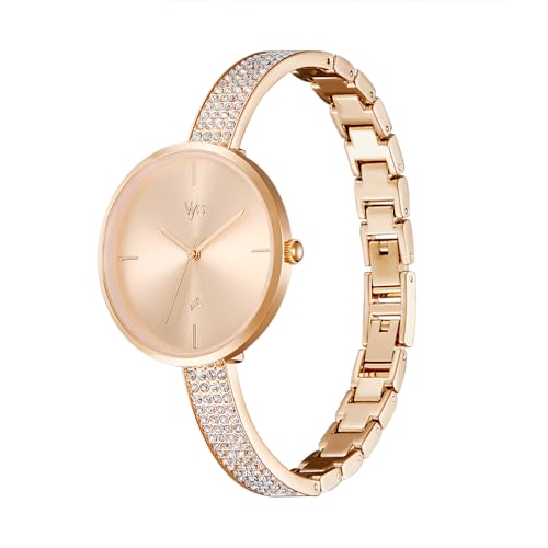 Fastrack Vyb Quartz Analog Rose Gold Dial Stainless Steel Strap Watch for Women-FV60009WM01W