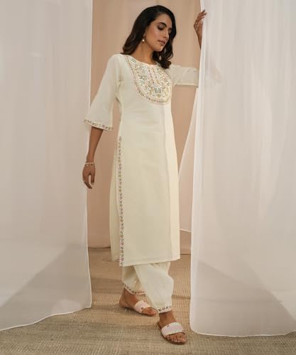 Libas Womens Yoke Design Cotton Straight Kurta With Salwar and Dupatta