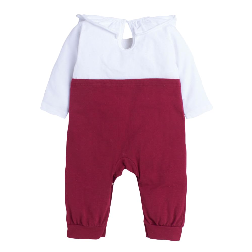 Hopscotch Kids Cotton Graphic Print Jumpsuit In White Color For Ages 3-6 Months