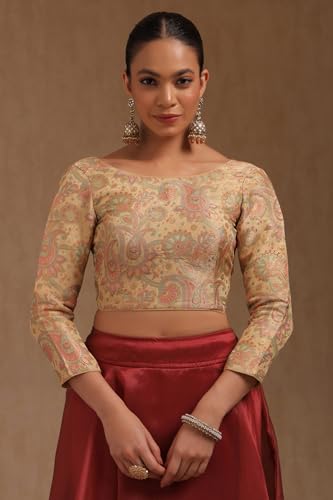 Soch Womens Beige Tussar Paisley Print Padded Blouse