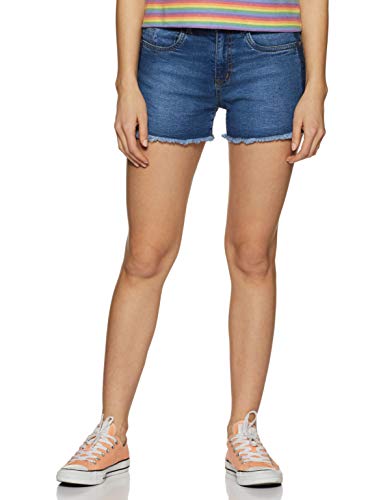 Nush by Anushka Sharma Women's Shorts (NSH119DENSHT318_Blue_30)