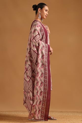 Soch Womens Multi Linen Blend Botanical Salwar Suit With Mirror