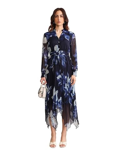 Kazo Omega Maxi Dress with Belt (Blue XL)