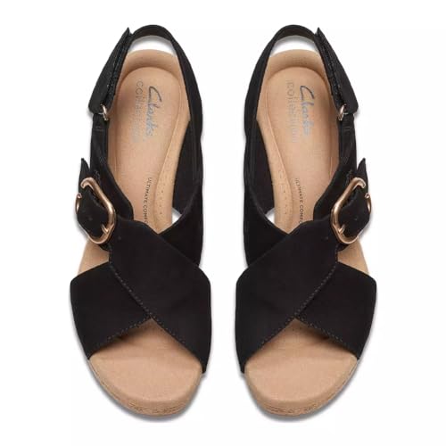 Clarks Women's Giselle Cove Heeled Sandals, Black Nubuck, 5 UK
