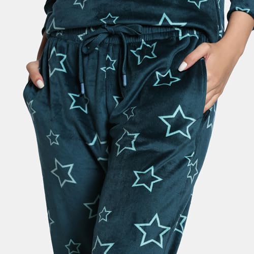 Zivame Velour Loungewear Set, Dark Sea, XXL