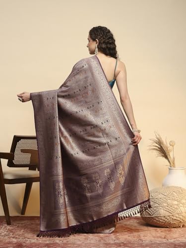 Meena Bazaar Women's Art Silk Saree with Unstitched Blouse Piece | Traditional Ethnic Wear Saree | Festive, Wedding & Party (Purple)