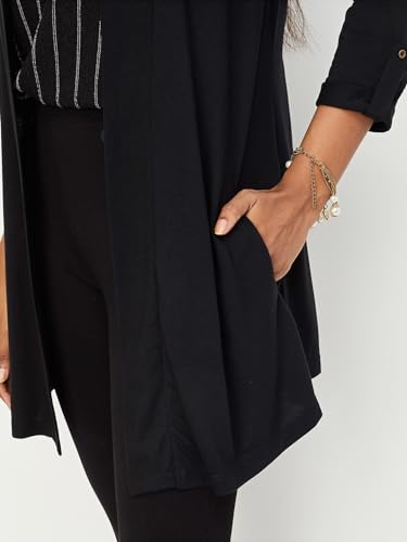 Max Women Solid Shawl Collar Shrug (SHRUG3002BLACK)_M