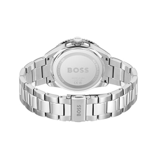 BOSS Runner 3H Qtz Basic Calendar Light Blue Round Dial Men's Watch|Stainless Steel Material|Silver Color Band - 1514207