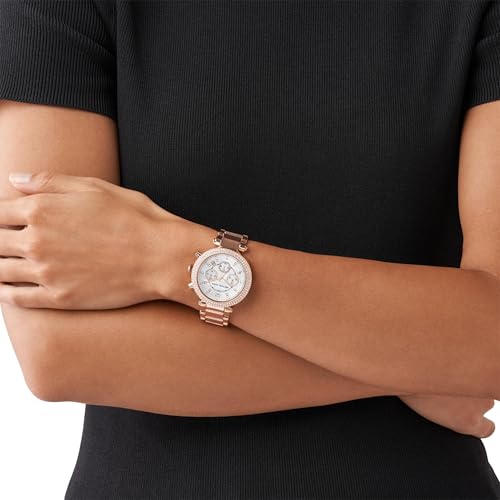 Michael Kors Parker Analog White Dial Gold Band Women's Stainless Steel Watch-MK5491