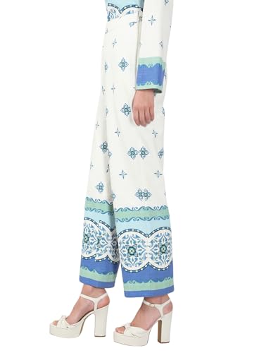 VERO MODA Women's Straight Fit High-Rise White Pants