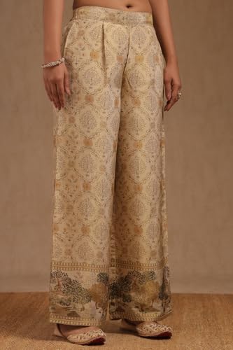 Soch Womens Beige Tissue Suit Set With With Beads and Stones