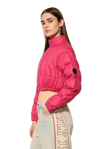 ONLY Women's Solid Regular Fit Pink Jacket