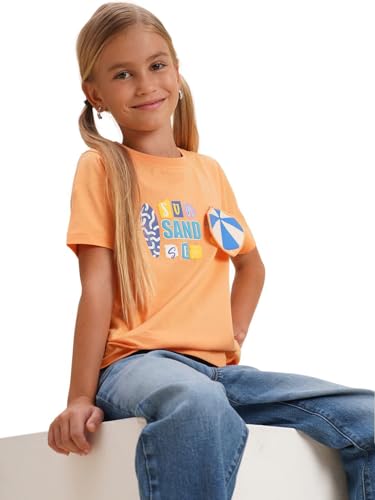 VERO MODA Girl's Regular Fit Orange T-Shirt
